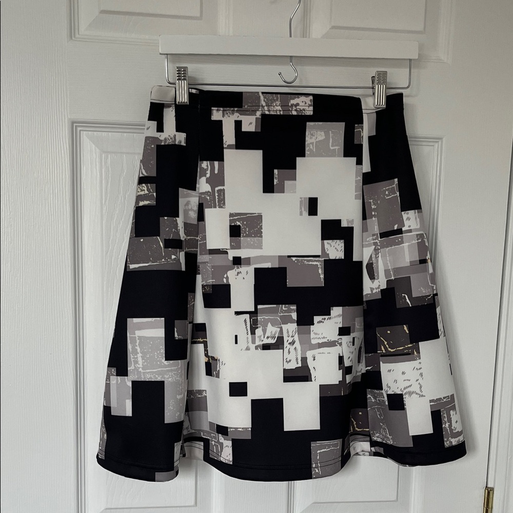 Milano Black and White Abstract A-Line Skirt